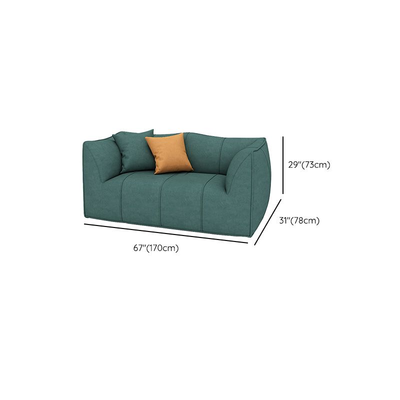 Fabric Sofa Contemporary Tuxedo Arm Apartment Seating in Dark Green