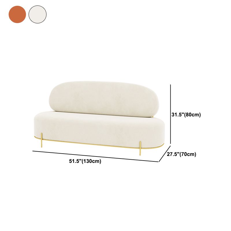 Contemporary White / Orange 31.5" H Velvet Armless Sofa for Living Room