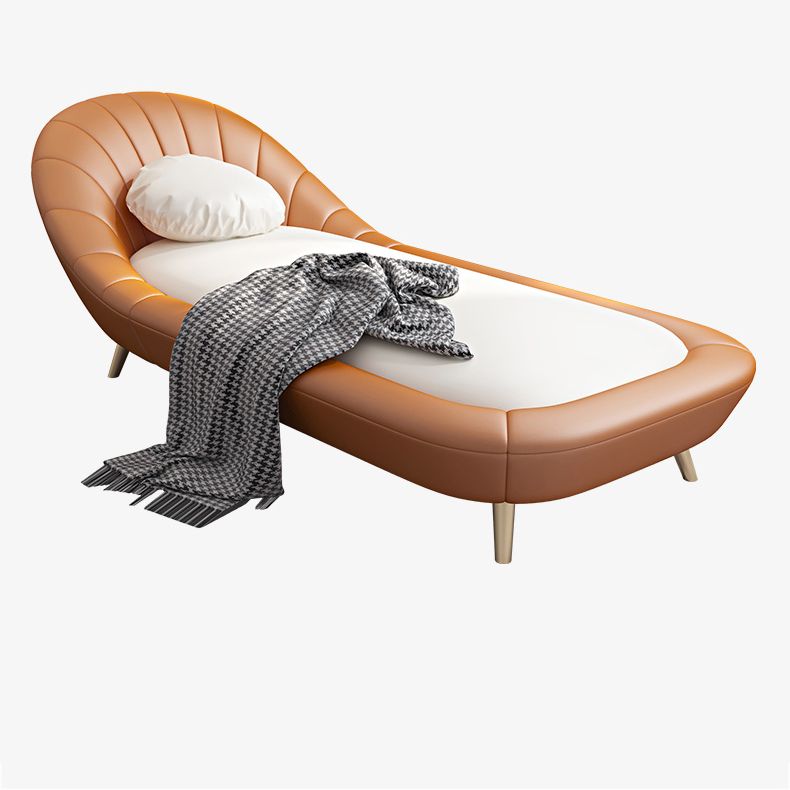 Contemporary Upholstered Solid Color Genuine Leather One Armed Chaise Lounge Couch