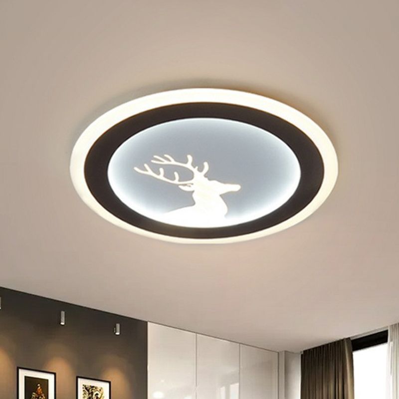 Circle Flush Light Modern Style Metallic Bedroom LED Flush Ceiling Light Fixture in White