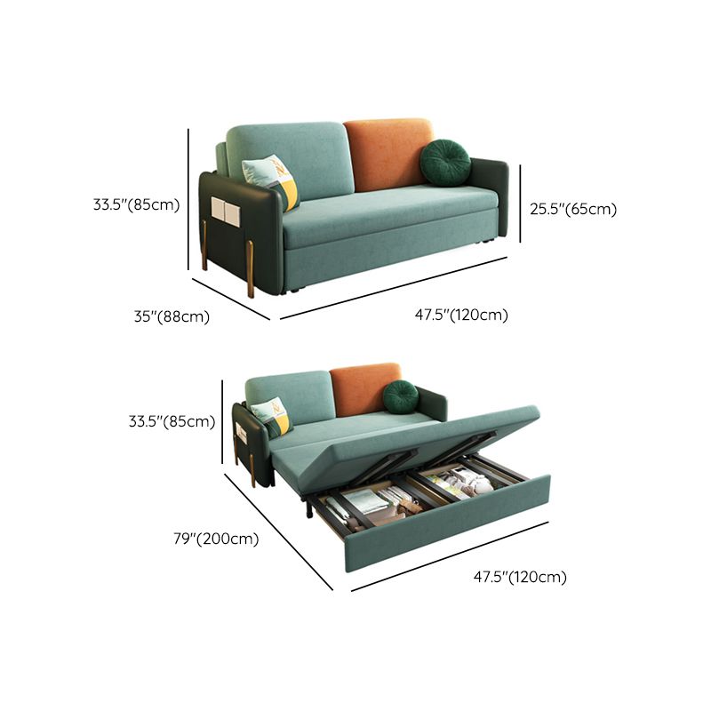 34" Wide Glam Futon Sofa Bed Green Futon Sleeper Sofa with Storage