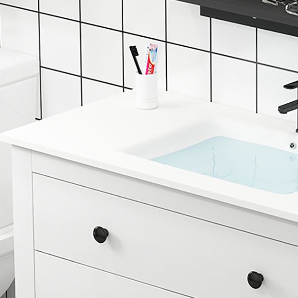 Freestanding Vanity Drawers Single Sink Rectangle Wood Frame Bathroom Vanity with Mirror