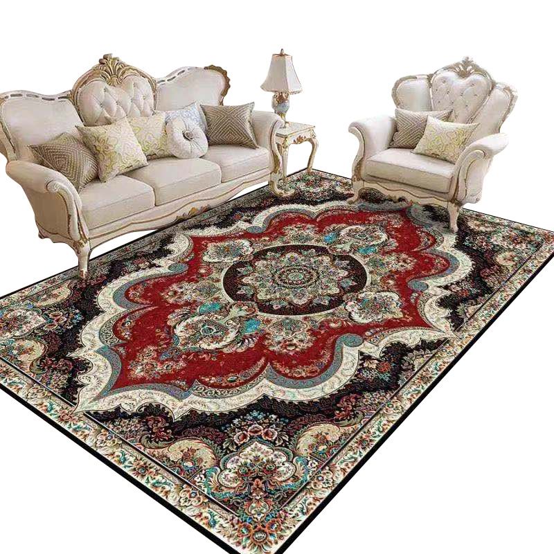 Multicolored Traditional Rug Gorgeous Flower Print Carpet Non-Slip Backing Carpet for Living Room