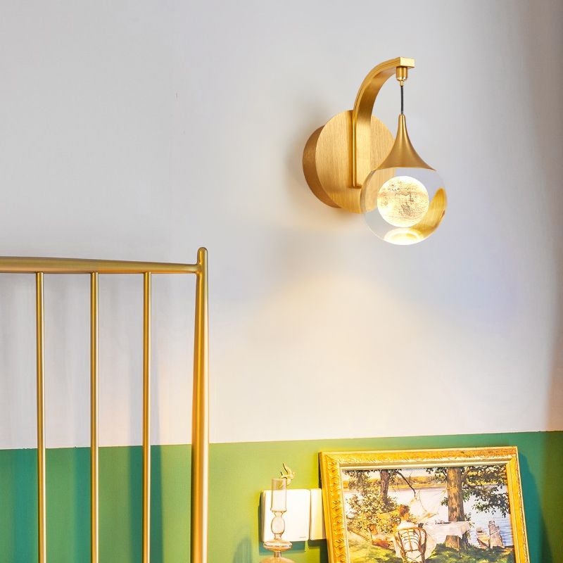 Crystal Ball Wall Mounted Lamp Modern Gold Finish LED Wall Lighting for Aisle