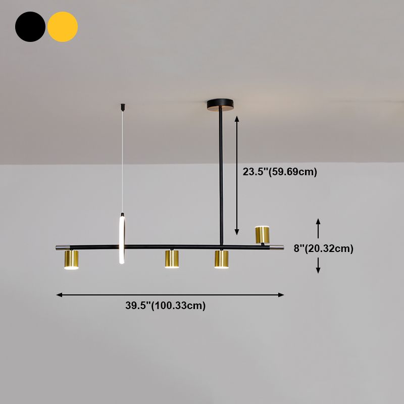 Modern Metal Track Lamp Multi-Head Restaurant Island Lighting Fixtures with Acrylic Shade