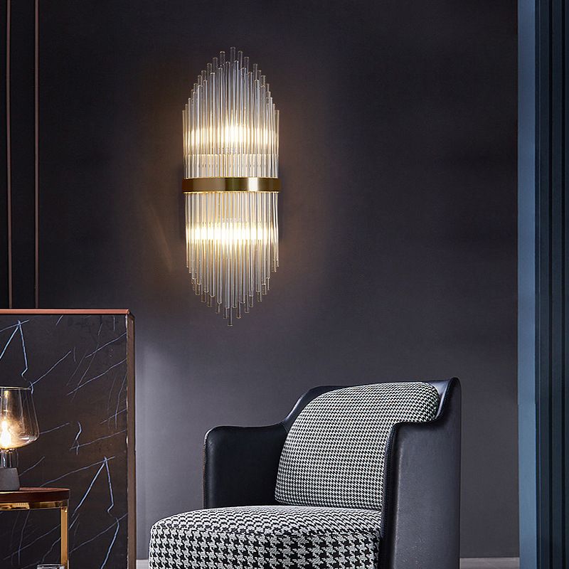 Geometrischer Schatten 2-Lights Wandleuchten Moderner Kristallwandmontageleuchte in Messing