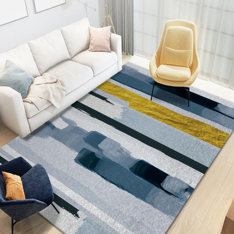 Modern Gray Rug Polyester Graphic Indoor Rug Washable Area Rug for Drawing Room