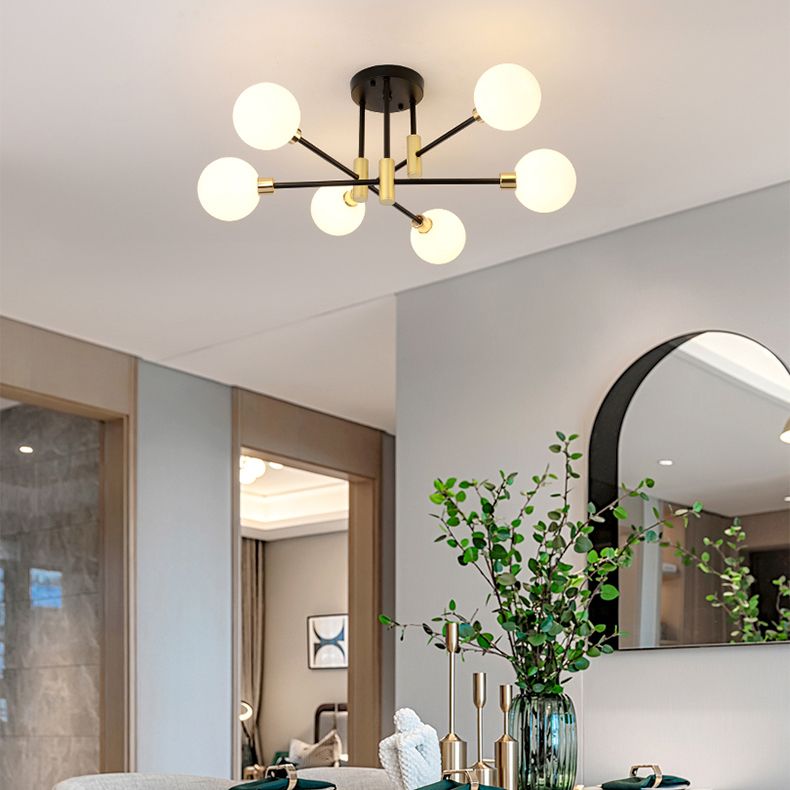 Modern Simple Ceiling Light Ball Shape Glass Shade Ceiling Lamp for Bedroom