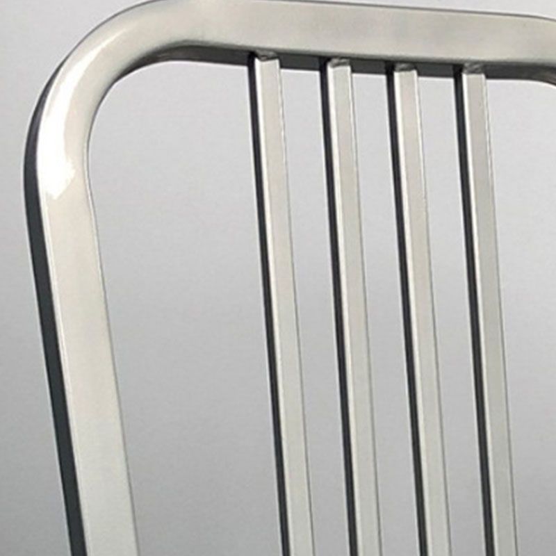 Industrial Metal Dining Room Chairs Slat Back Dining Chair in Silver