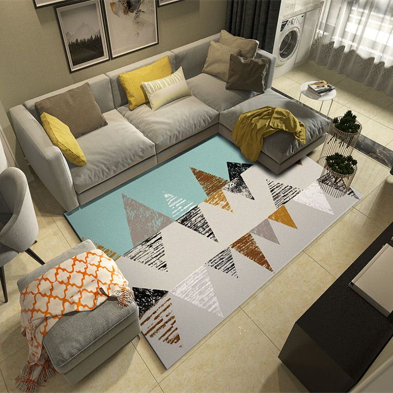 Aesthetic Contemporary Rectangle Rug Simplicity Geometry Pattern Indoor Rug Polyester Washable Indoor Carpet for Home Decor