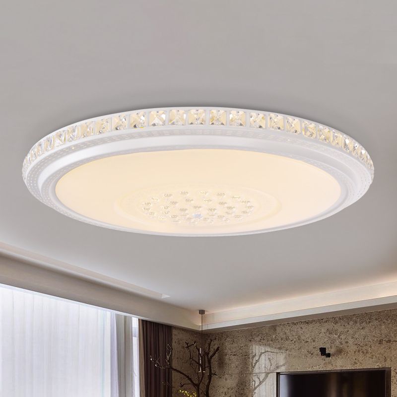 Moderno dispositivo de fijación de techo LED de Sala de estar acrílica integrado circular de 12 "/ 16" / 19,5 "de diámetro, blanco, con detalles de cristal, cálido / blanco
