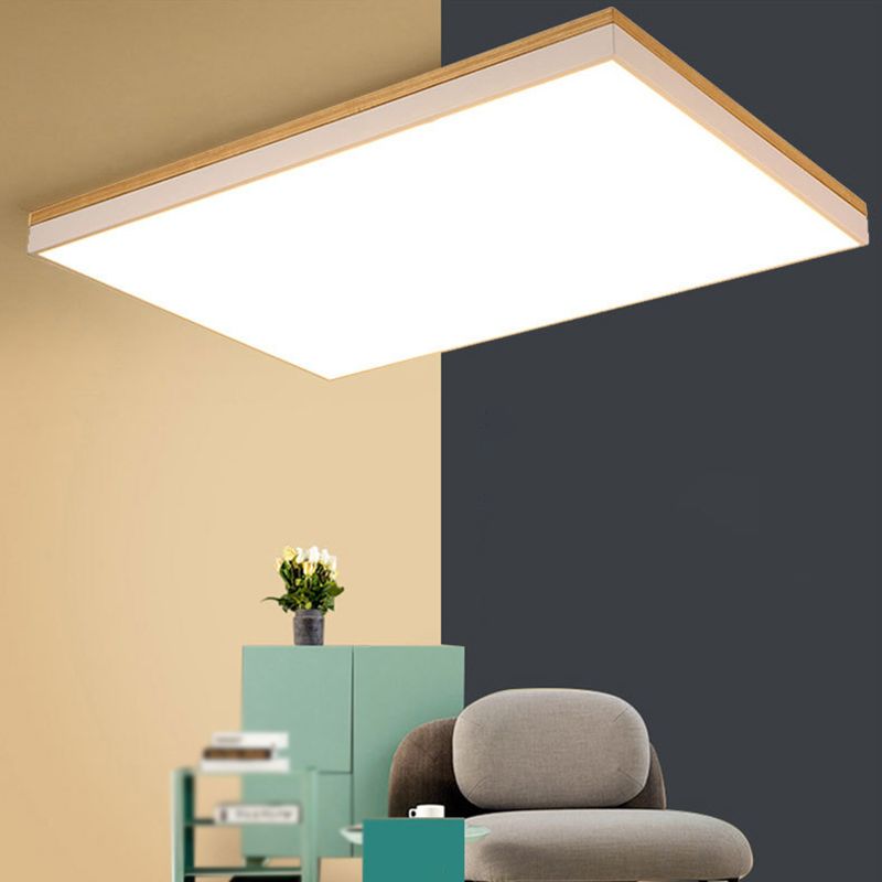 Modern Ceiling Lamp Wooden LED Ceiling Mount Light with Acrylic Shade for Bedroom