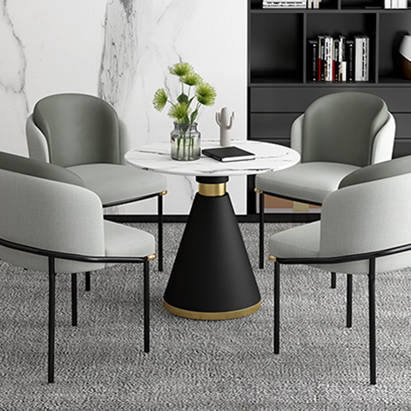 Glam Metal Dinette Table Sintered Stone Dining Table for Home Use