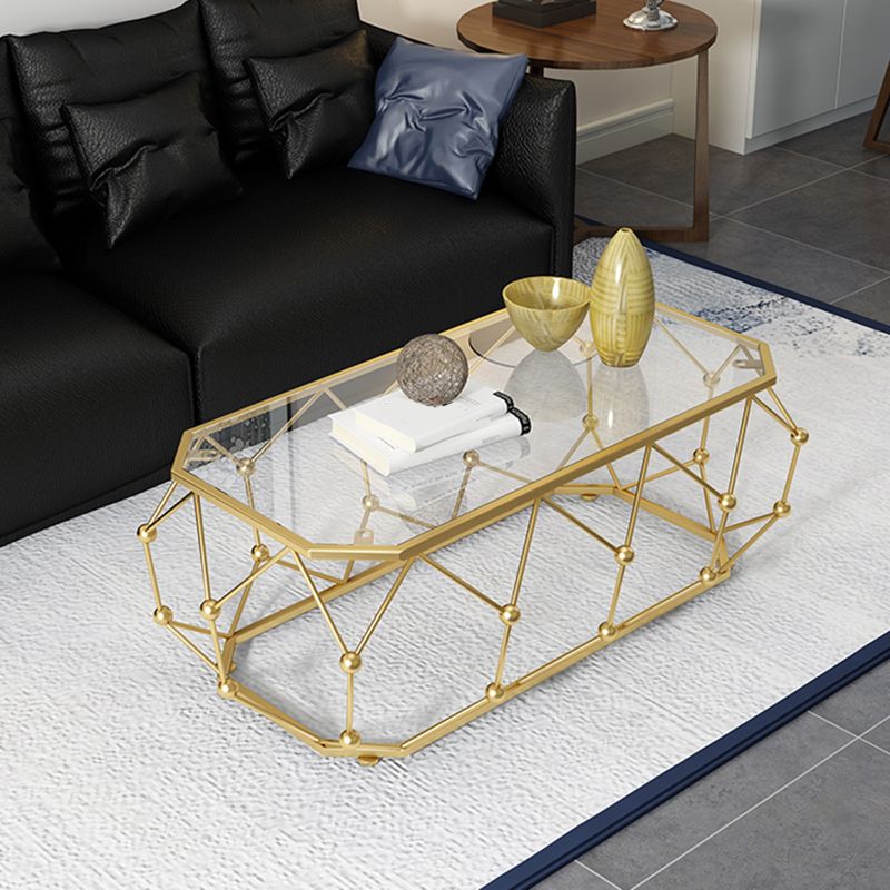 Modern Frame Coffee Cocktail Table Rectangular Glass Top Coffee Table