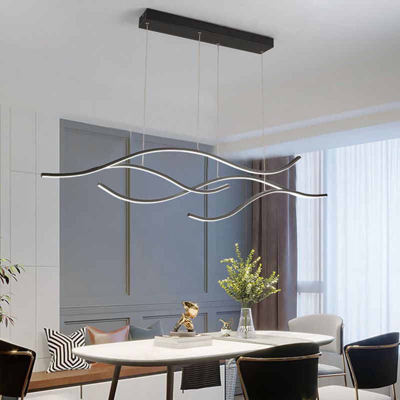 Nieuw modern eiland kroonluchter lineaire metalen kroonluchter verlichtingsarmatuur voor eetkamer