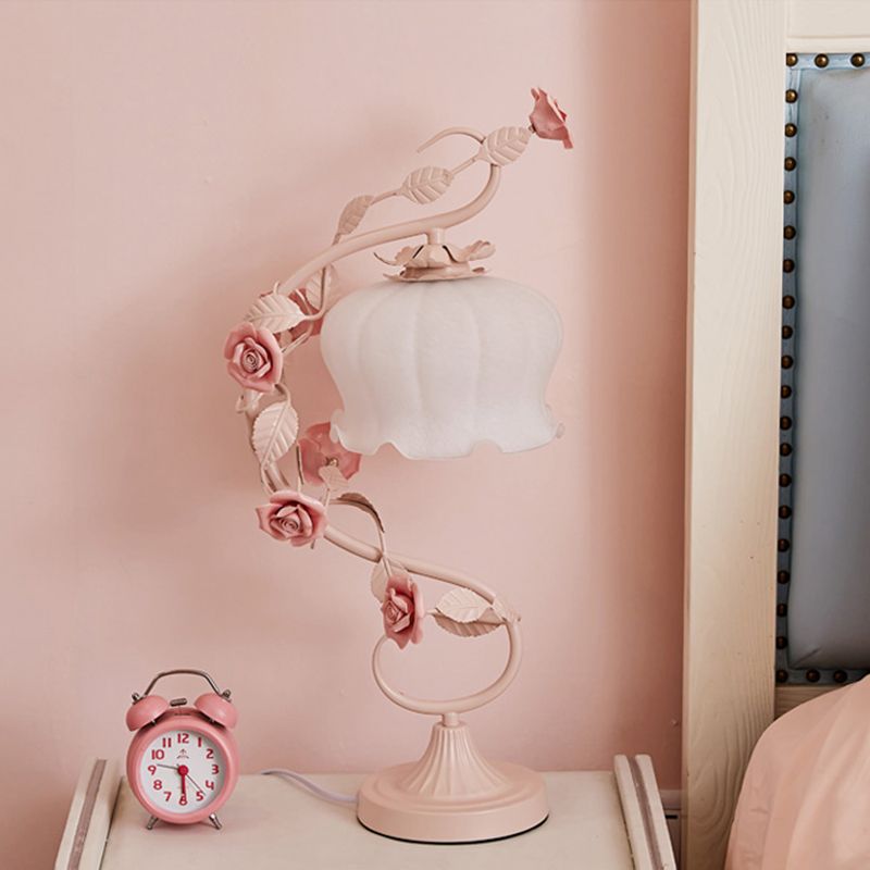 1 Light Drum Table Lighting Modern Style Glass Table Lighting for Bedroom