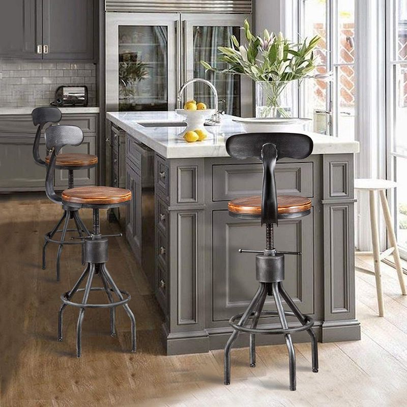 Industrial Metal Counter Height Stools Adjustable Bar Stool for Indoor