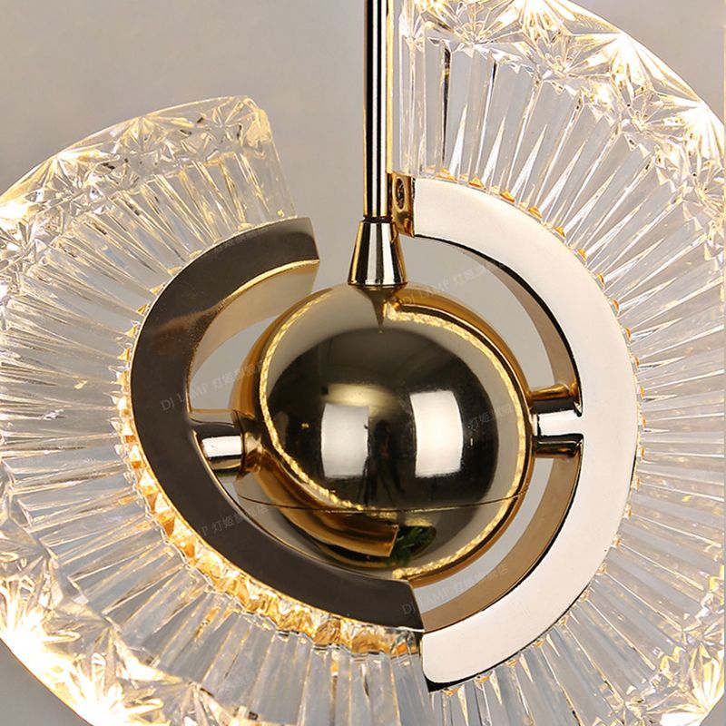 Goldene 1 leichte Anhängerlampe moderne minimalistische runde Kristall Wohnzimmer kleine hängende Lampe