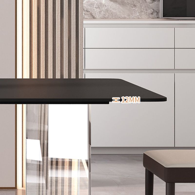 Modern Style Rectangle Dining Table Sintered Stone Table with Acrylic Base