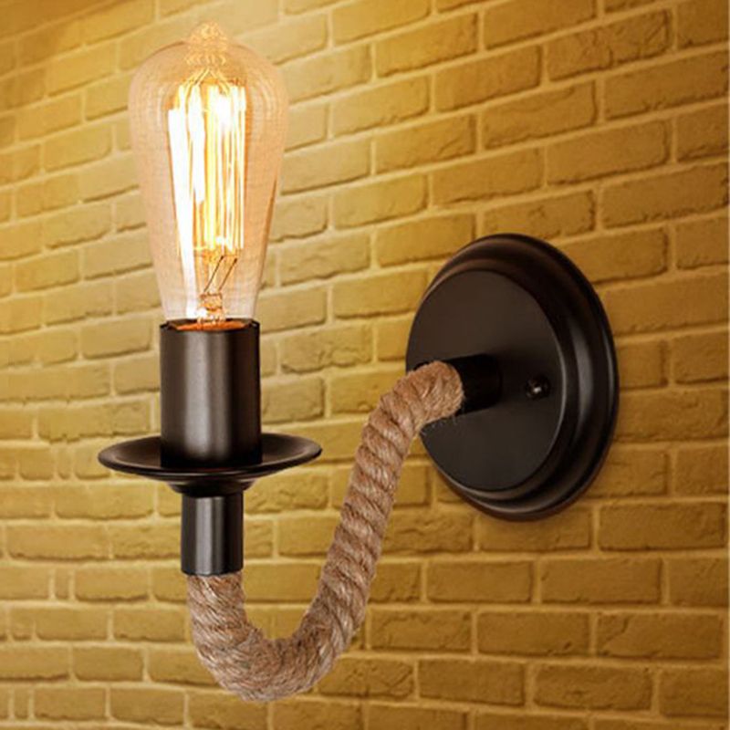 Gooseneck Wall Lamp American Retro Style Metal 1 Light Sconces