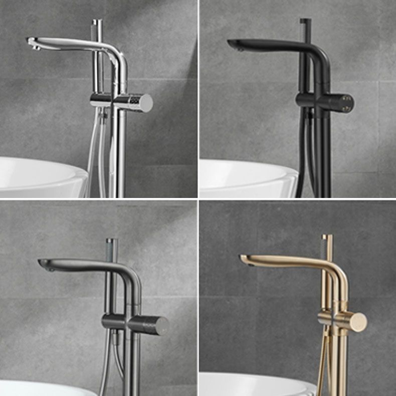 Contemporary Style Freestanding Faucet Copper Floor Mounted Freestanding Faucet