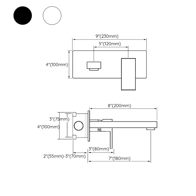 Contemporary Metal Sink Faucet Copper Wall Mounted Bathroom Faucet