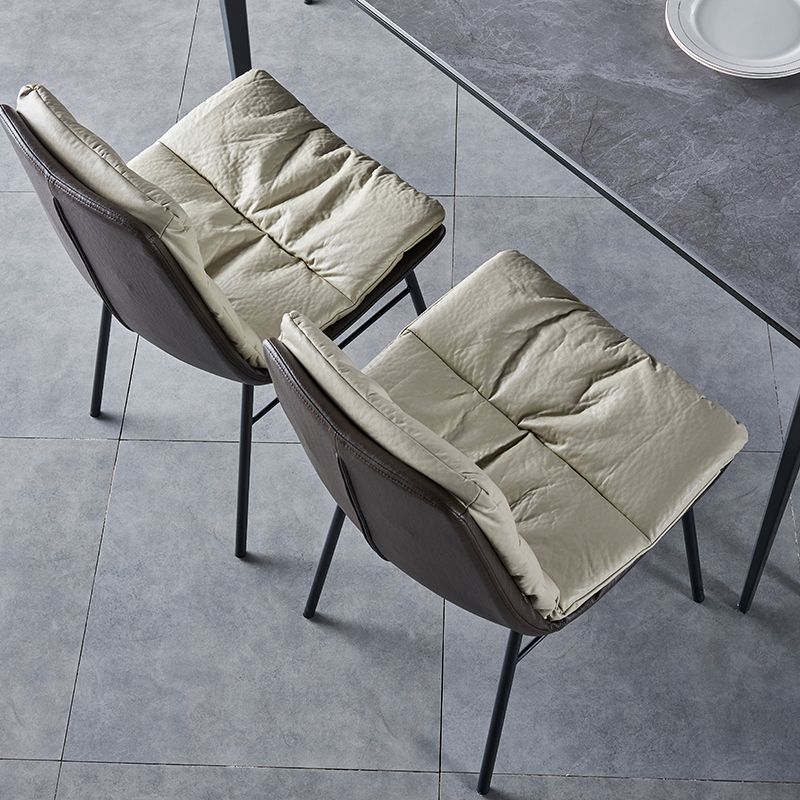 Modern Design Leather Dining Side Chair Upholstered Solid Back Armless Chairs