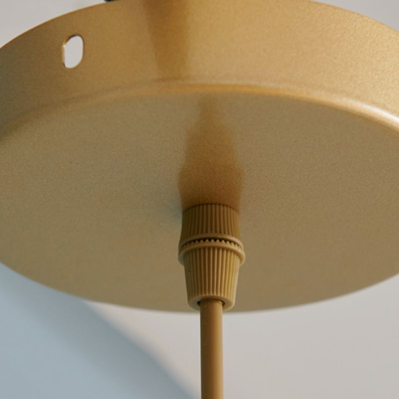 1-Light Feather Drum Shade Hanging Lamp, Contemporary Ribbed Glass Hanging Light