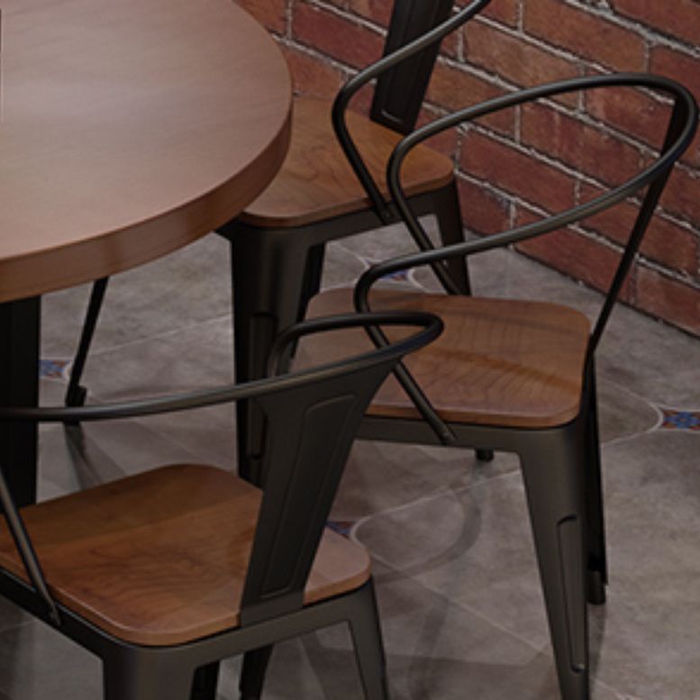 Solid Wood Dining Chairs Contemporary Arm Chairs with Metal Base
