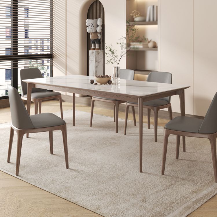 Modern 1/4/5/6/7 Pieces Dining Set Sintered Stone Dining Table Set with Wood Legs for Home
