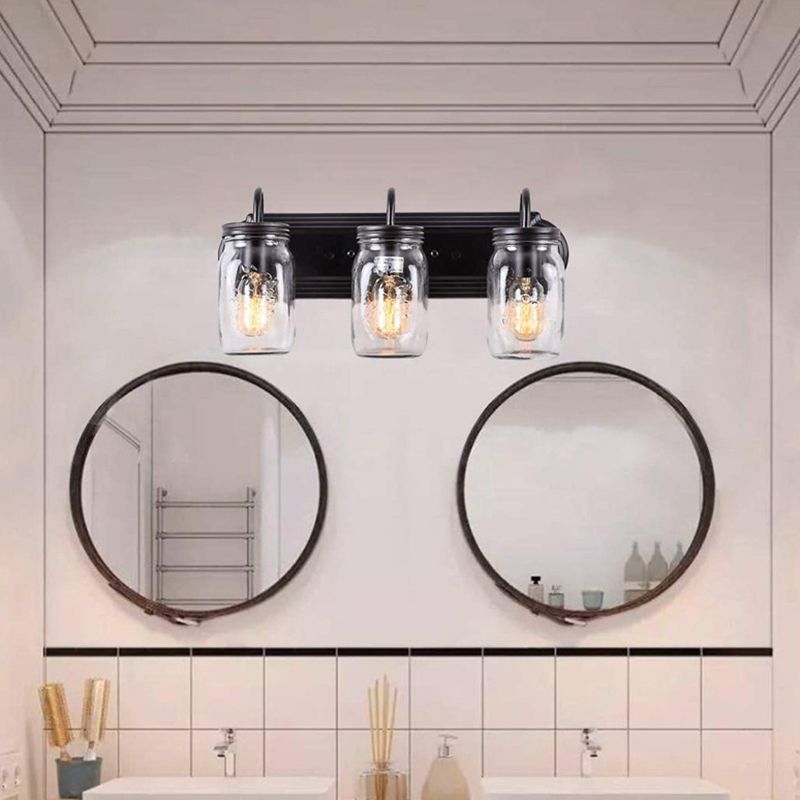 Konservenglasform Waschtischwandleuchten 3 Köpfe Metall Badezimmer Eitelkeitsleuchten