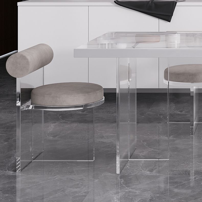 Modern Rectangular Stone Top Dining Table with Acrylic Legs for Living Room