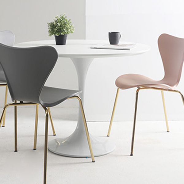 Round Tulip Base Modern Dining Table White Fixed Table with Sintered Stone
