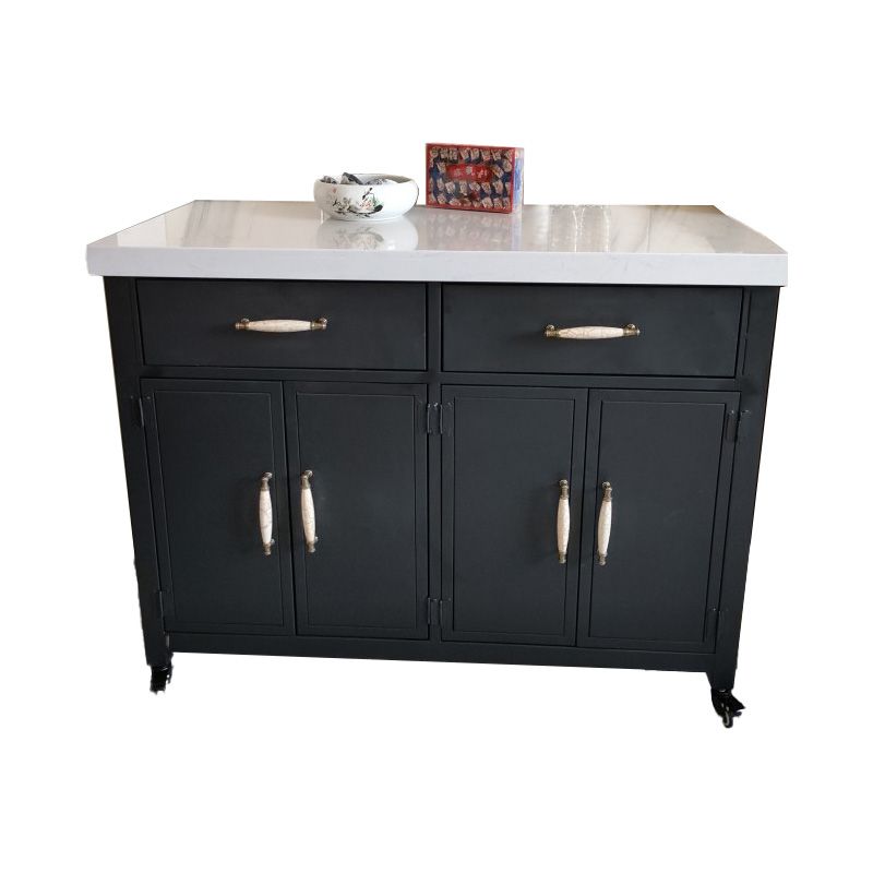 Rectangular Kitchen Trolley with Storage Cabinet Dining Room Prep Table