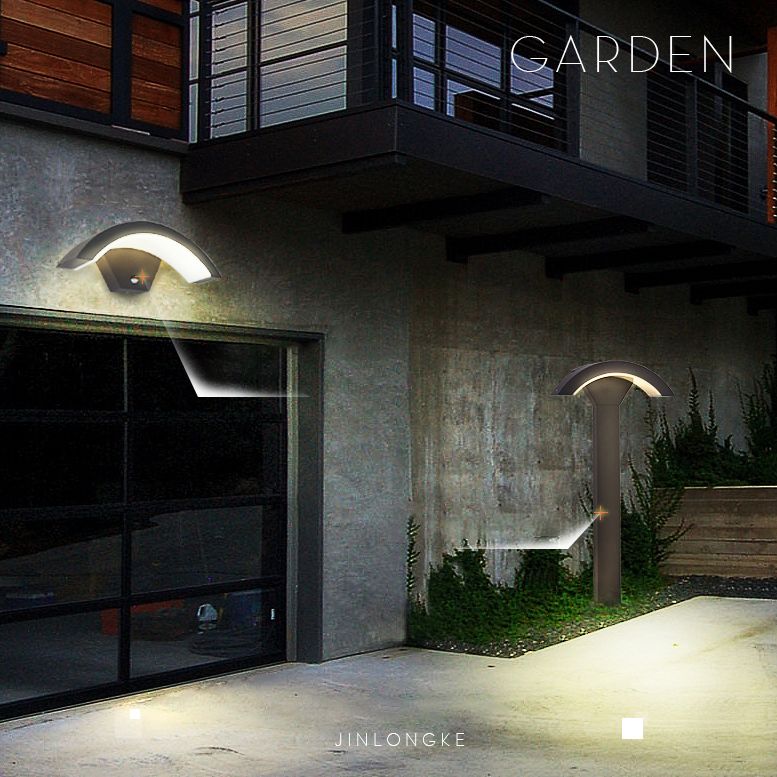 Arced Sconce Light Fixture Modern Minimalist Style Aluminum 1 Light Sconces