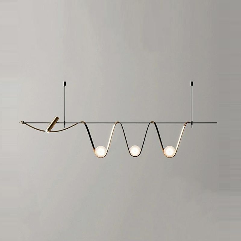 Iron and Glass Ceiling Pendant Lighting Modern Linear Kitchen Island Fixture
