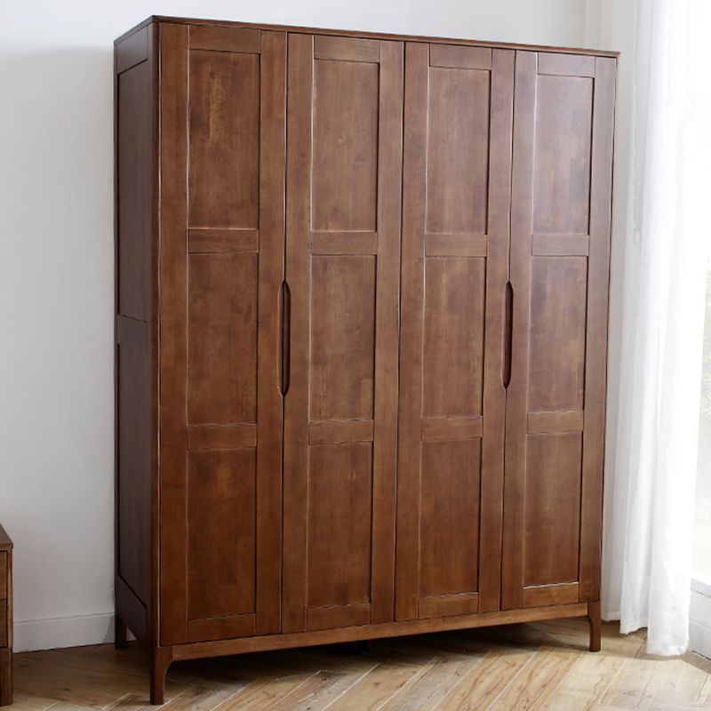 Rubber Wood Wardrobe Cabinet Contemporary Closet Back Hinged Wardrobe