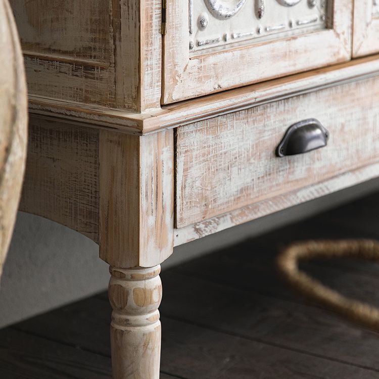 Industrial Stain Resistant Cabinet Distressed Wood Solid Wood Accent Cabinet