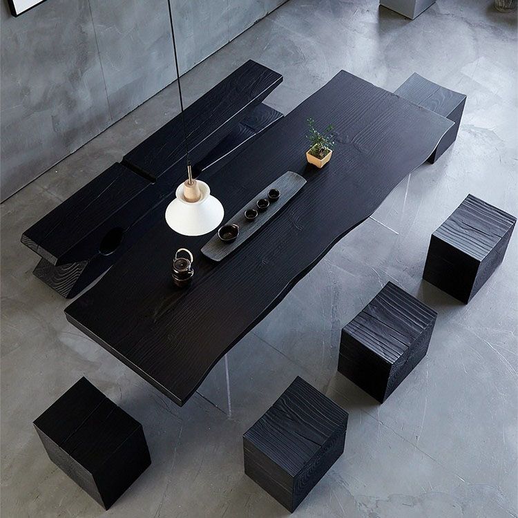 Pine Solid Wood Dining Table Acrylic Base Table for Dining Room