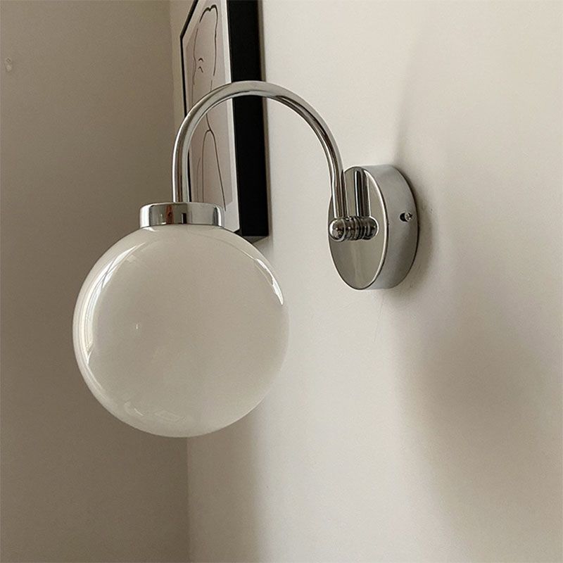 Contemporary 1-Light Wall Sconce Spherical Glass Wall Mounted Light for Living Room
