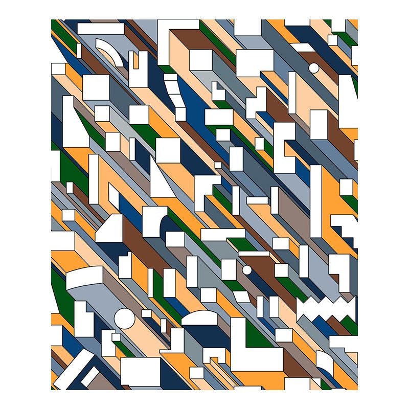 Mid-Century geometrische behangbrug kleur vochtbestendige muurkunst voor woondecoratie