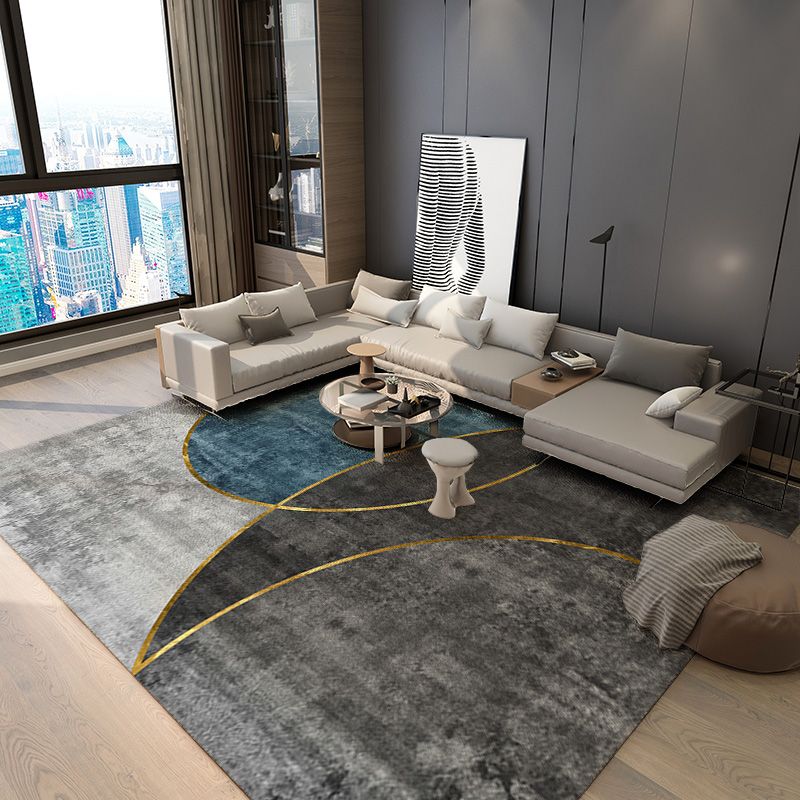 Modern Area Carpet Geometric Area Rug Polyester Home Decor Carpet with Non-Slip Backing