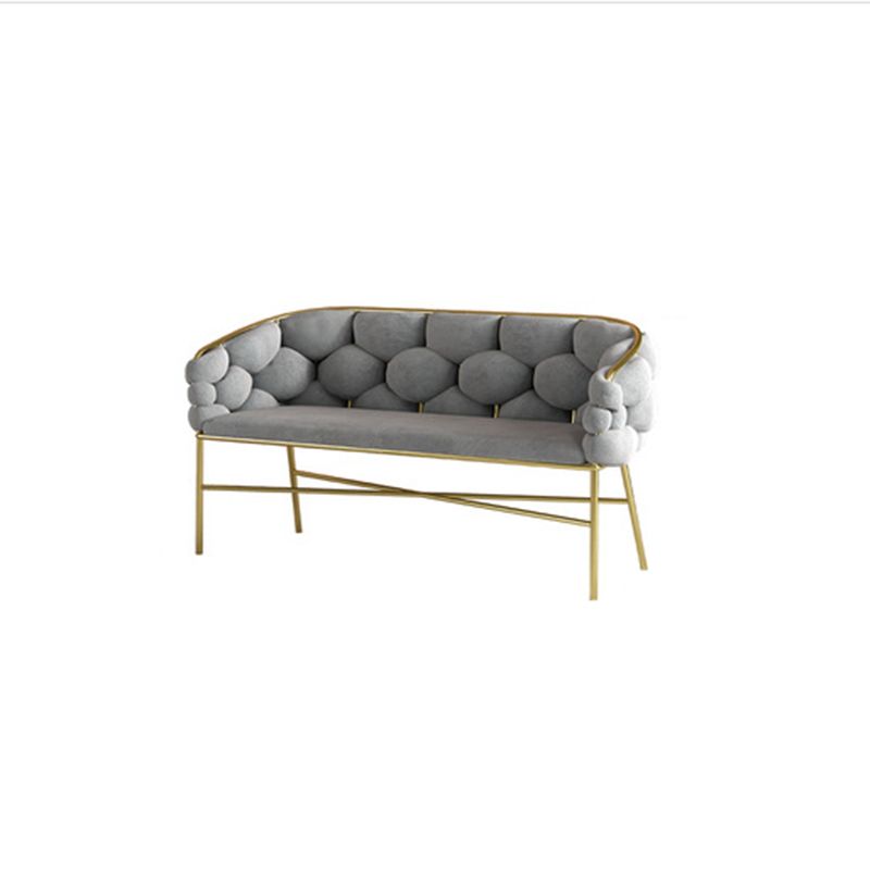 Biscuit Back Sofa 23.62" Deep Sloped Arm Sofa with Gold Frame