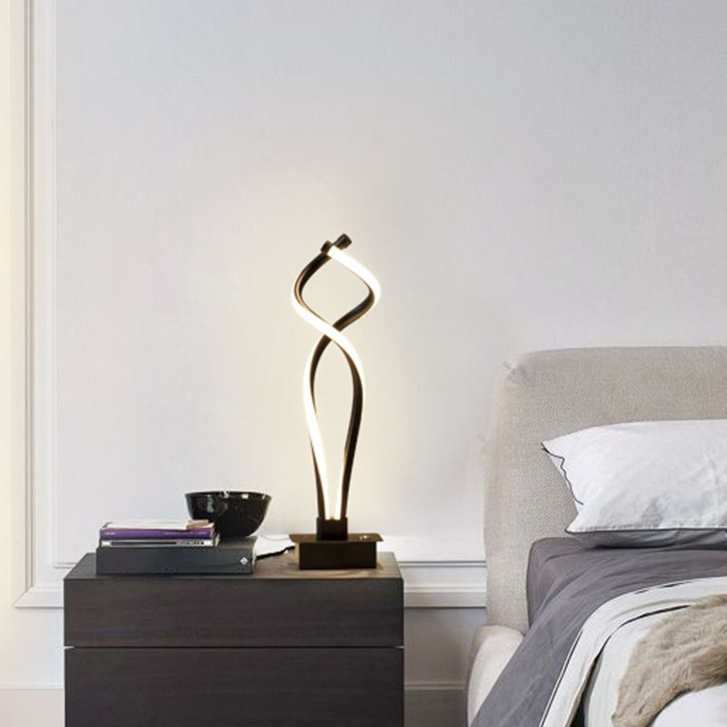 Spiral Acrylic Nightstand Light Art Deco Minimalist LED Table Lamp for Bedroom
