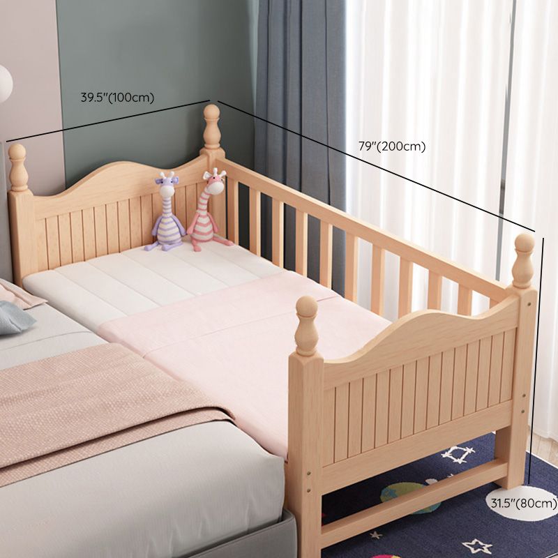 Washed Natural Wood Nursery Crib Modern Nursery Crib with Guardrail