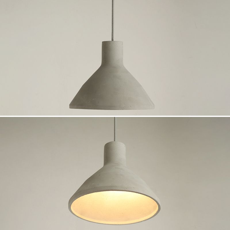 Cement Shaded Suspension Lighting Nordic 1 Head Grey Pendant Light for Dining Room