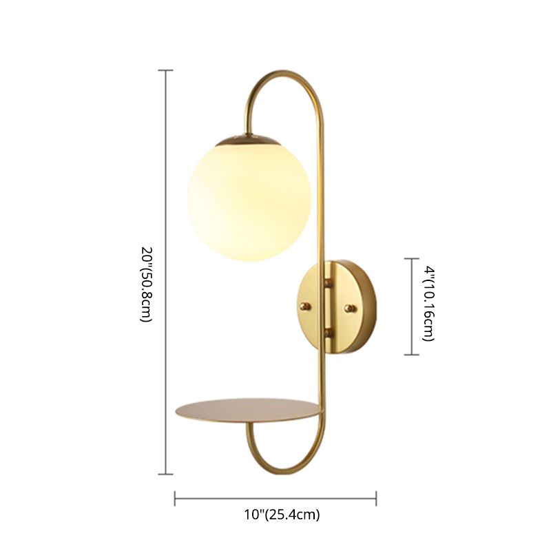 Modern Glass Wall Sconce Lighting Metal Gooseneck Wall Light for Bedroom
