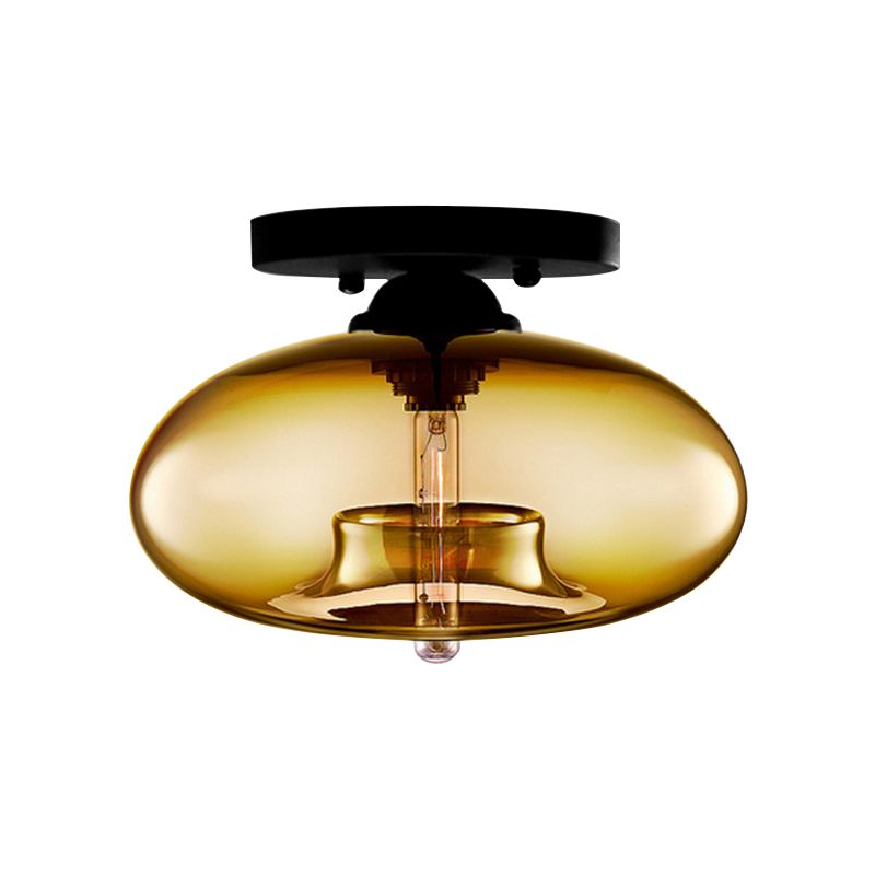 Urn Shape Ceiling Lamp Modern Simple Style Iron 1 Light Flush Mount with Glass Lampshade for Aisle