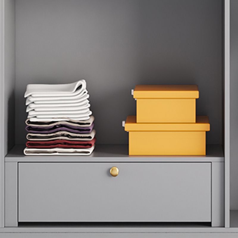 High Gloss Grey Storage Cabinet Modern Cabinet with Hinged Doors