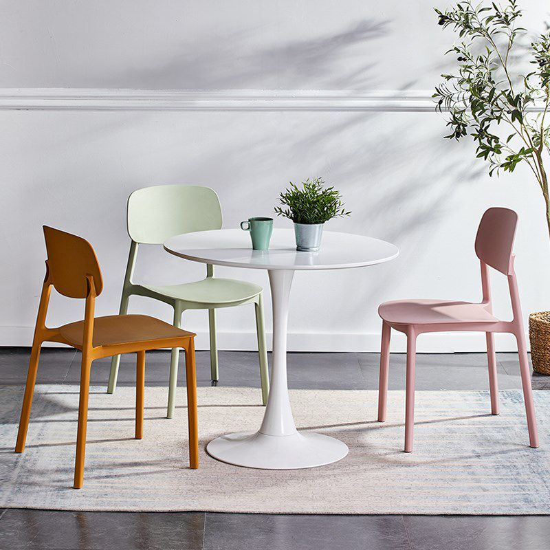 Scandinavian Plastic Patio Dining Side Chair Open Back Stacking Side Chair